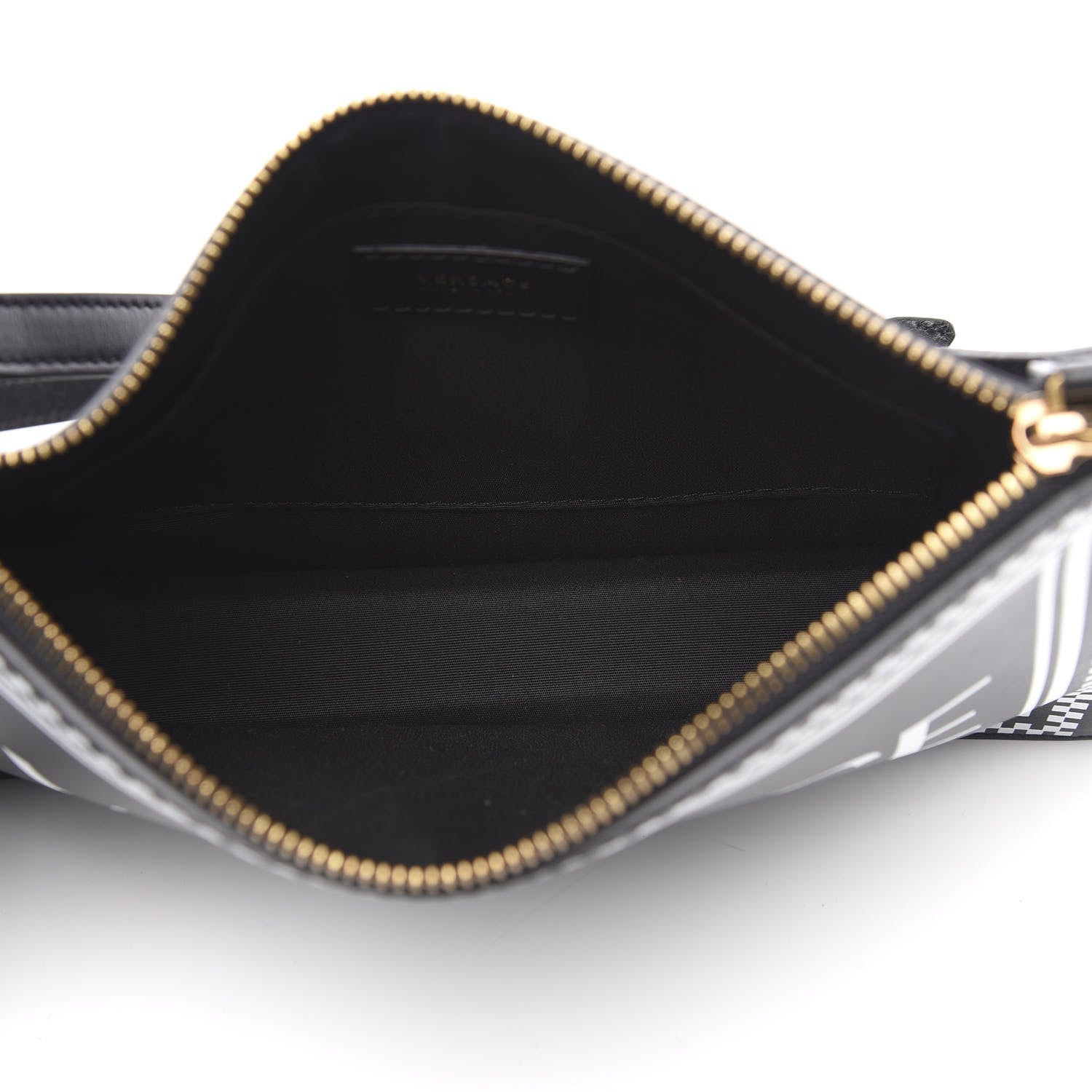 Versace Calfskin 90's Vintage Logo Crossbody Clutch Black White 5 of 10