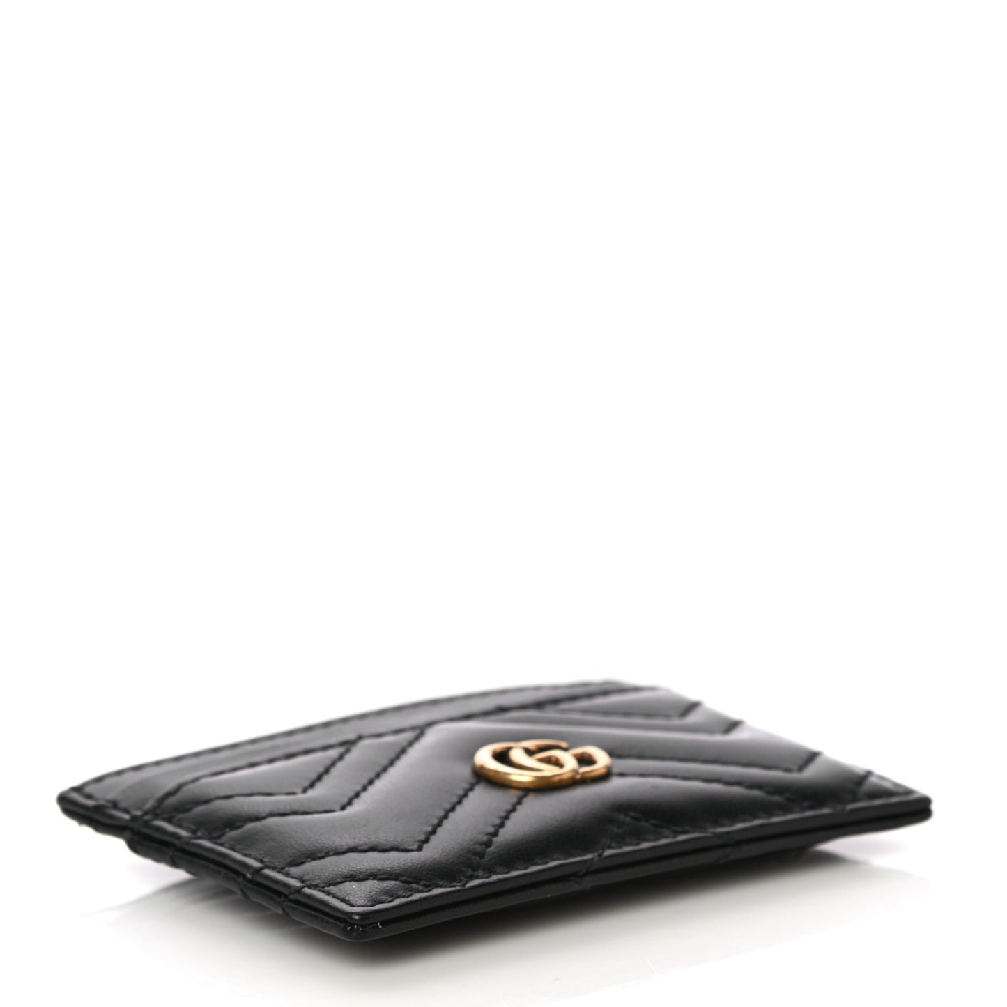 Calfskin Matelasse GG Marmont Card Holder Black