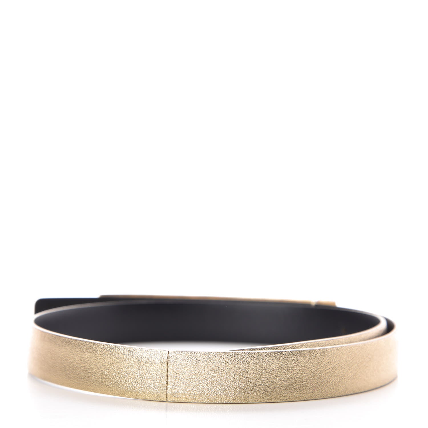 Chanel Metallic Lambskin Crystal Baguette Logo Belt 65 26 Gold 3 of 9