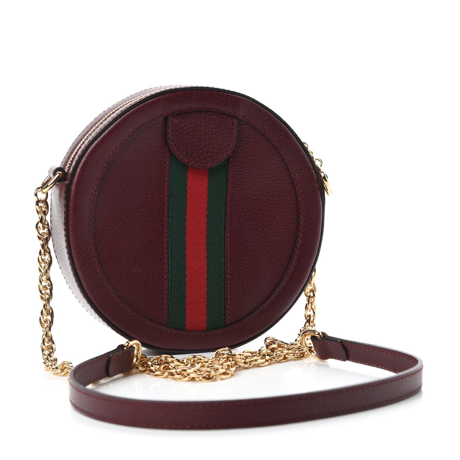 Gucci Soft Textured Calfskin Web Mini Ophidia Round Shoulder Bag Vintage Bordeaux 3 of 10