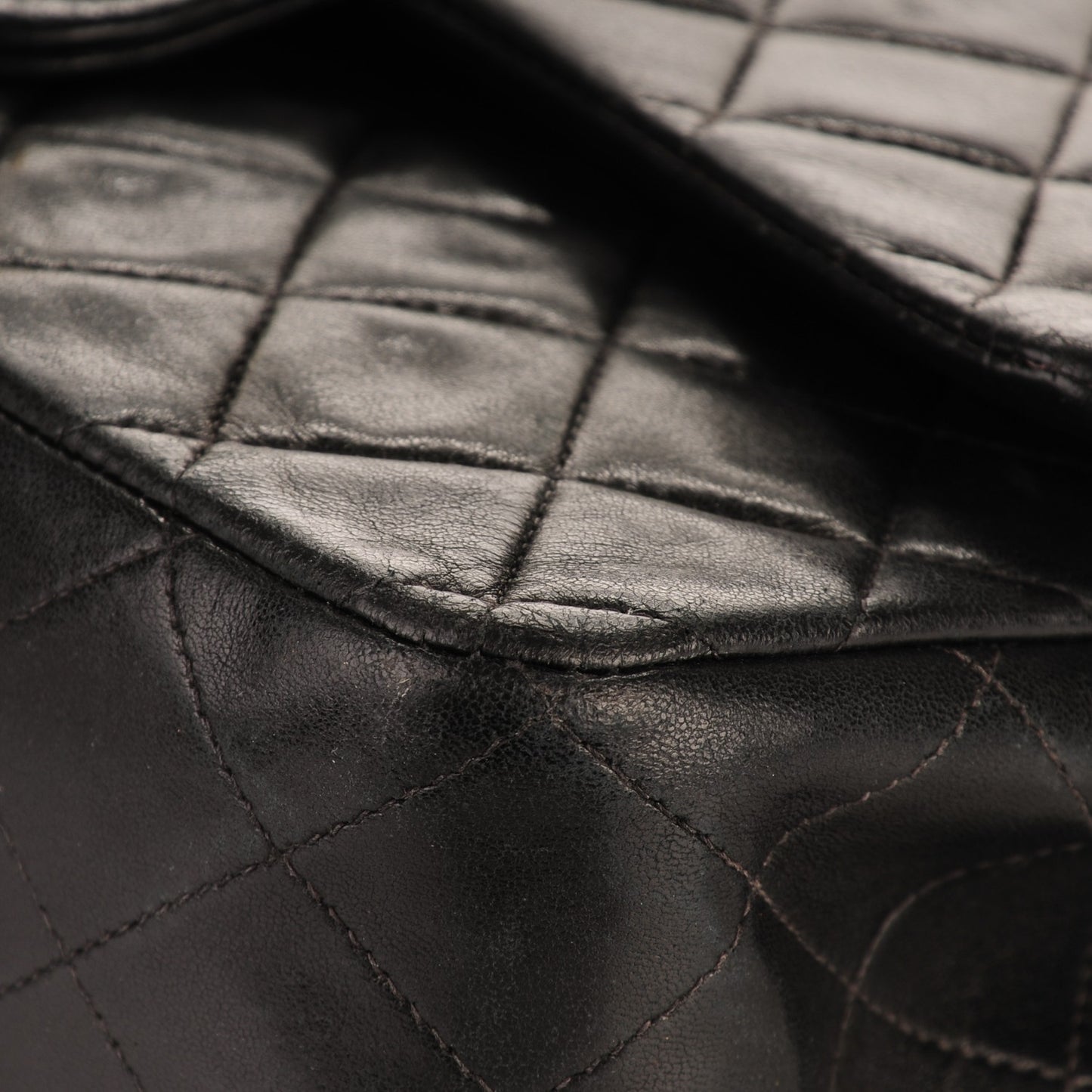 Lambskin Quilted Medium Double Flap Black