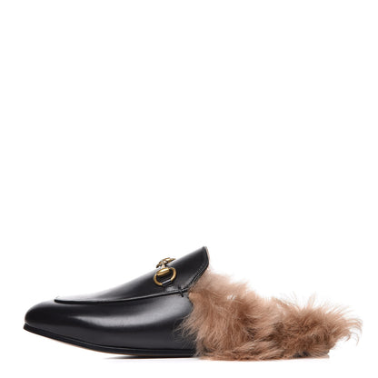 Gucci Calfskin Fur Womens Princetown Slippers 37 Black 1 of 9