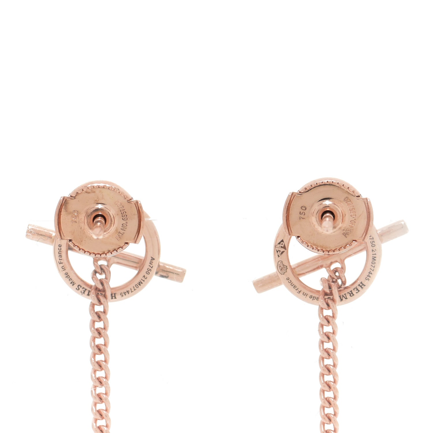 Hermes 18K Rose Gold Echappee Asymmetric Earrings 3 of 6
