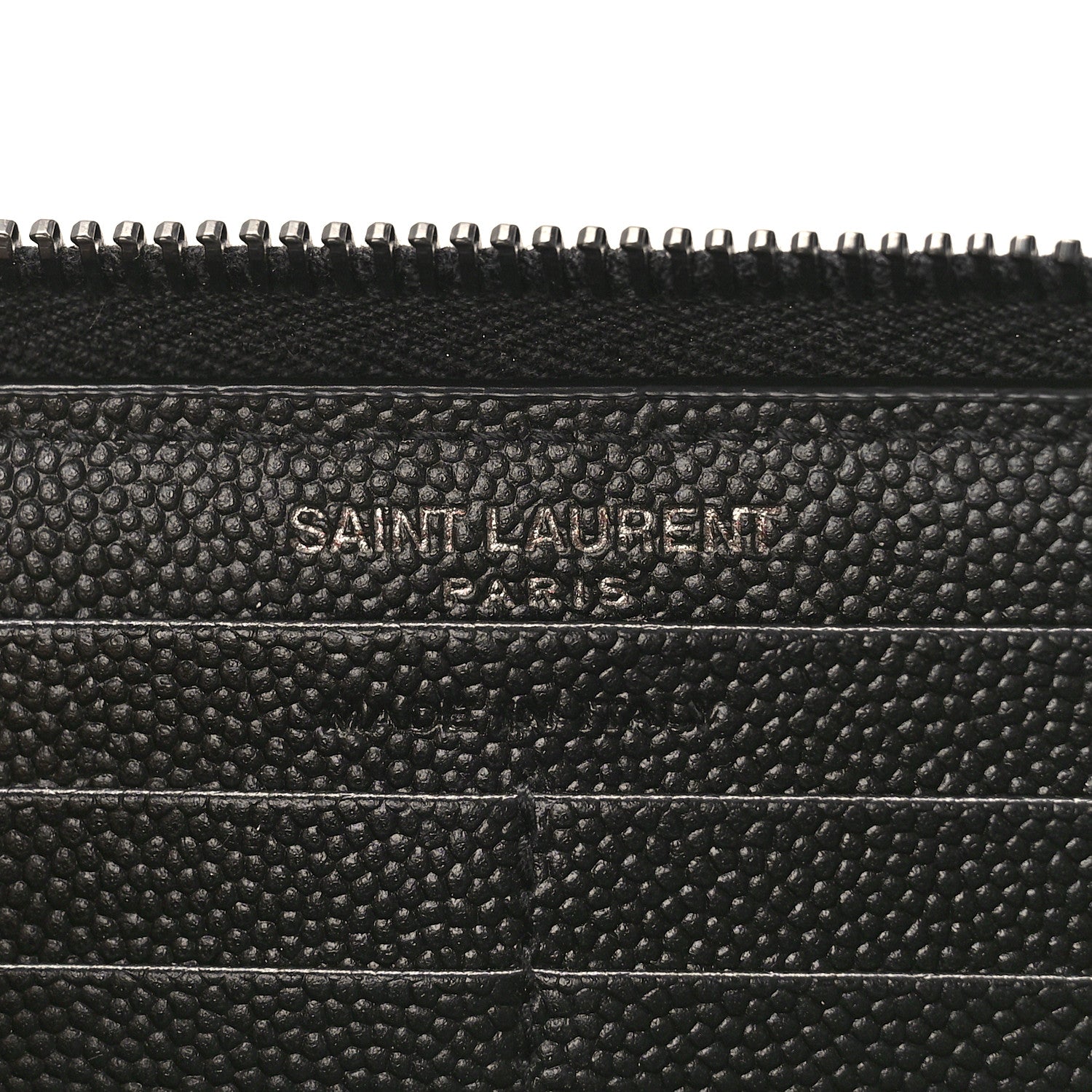 Saint Laurent Grain De Poudre Matelasse Chevron Monogram Monochrome Zip Around Wallet Black 6 of 8