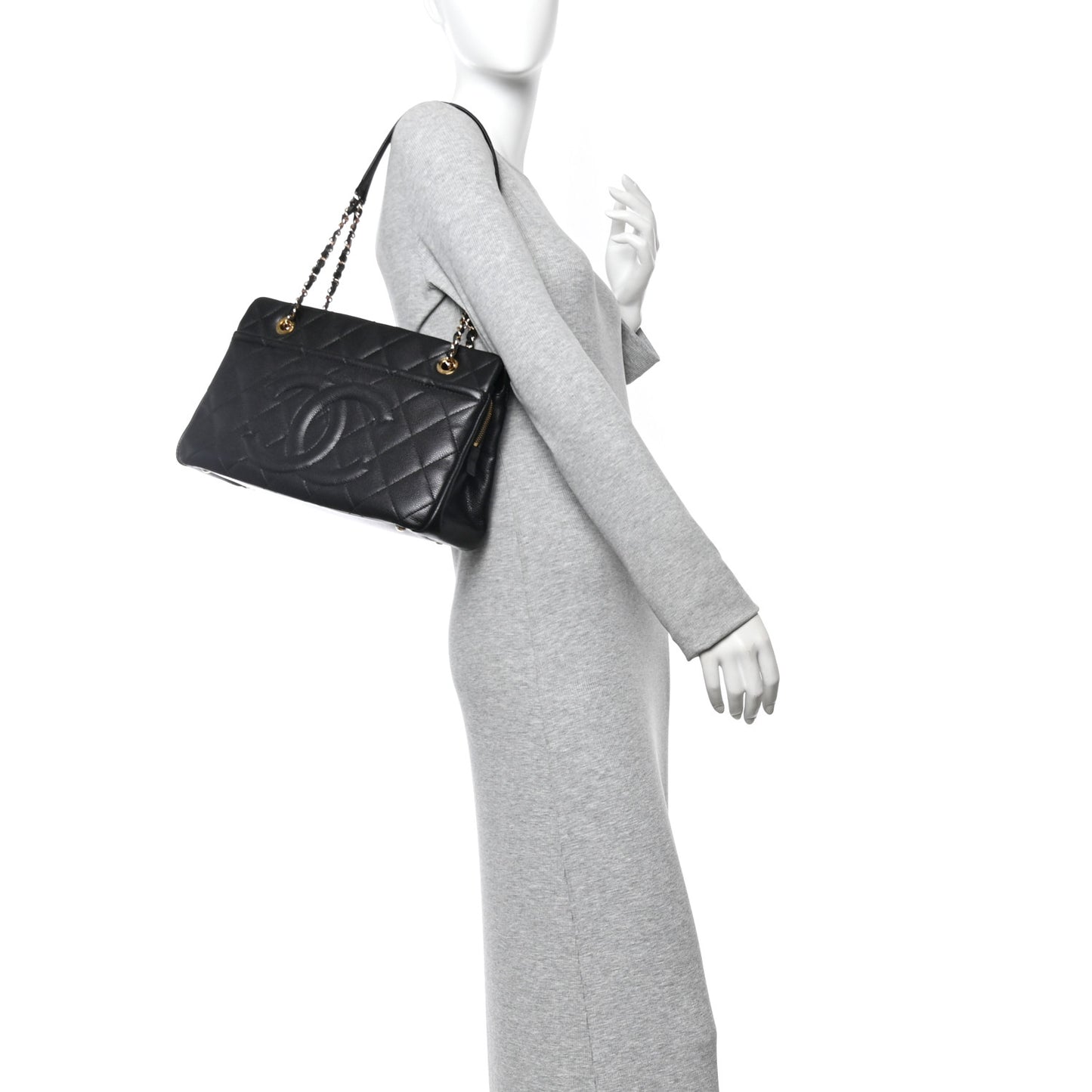Caviar Quilted Timeless CC Soft Tote Black