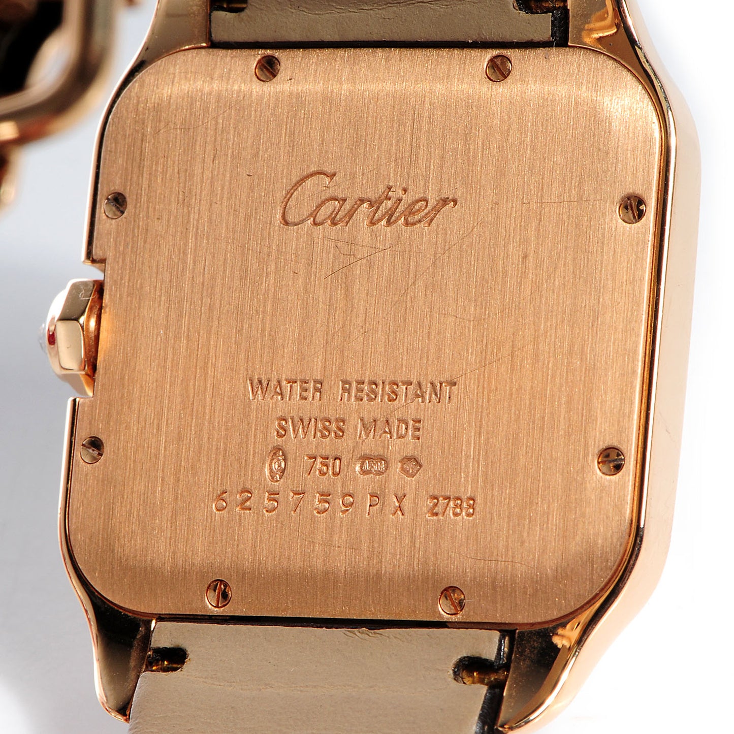 18K Pink Gold Alligator Diamond Bezel 30mm Santos Dumont Quartz Watch
