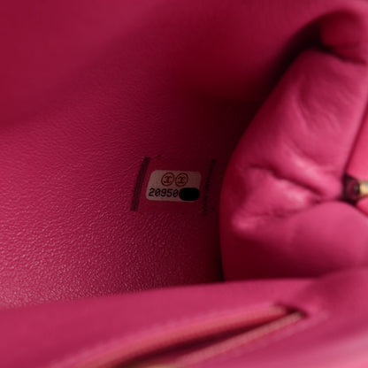Chanel Lambskin Chevron Quilted Timeless Clutch Dark Pink 6 of 7