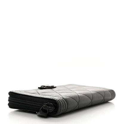 Chanel Caviar Quilted Small Boy Zip Around Wallet So Black 4 of 10