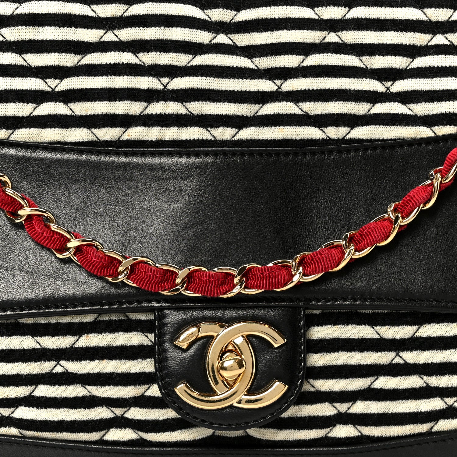 Chanel Jersey Quilted Jumbo Coco Sailor Flap Navy White Red 10 of 12