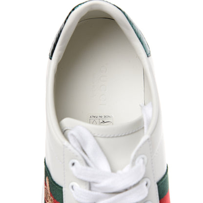 Gucci Calfskin Ayers Bee Embroidered Womens Ace Sneakers 37.5 White Green 6 of 10