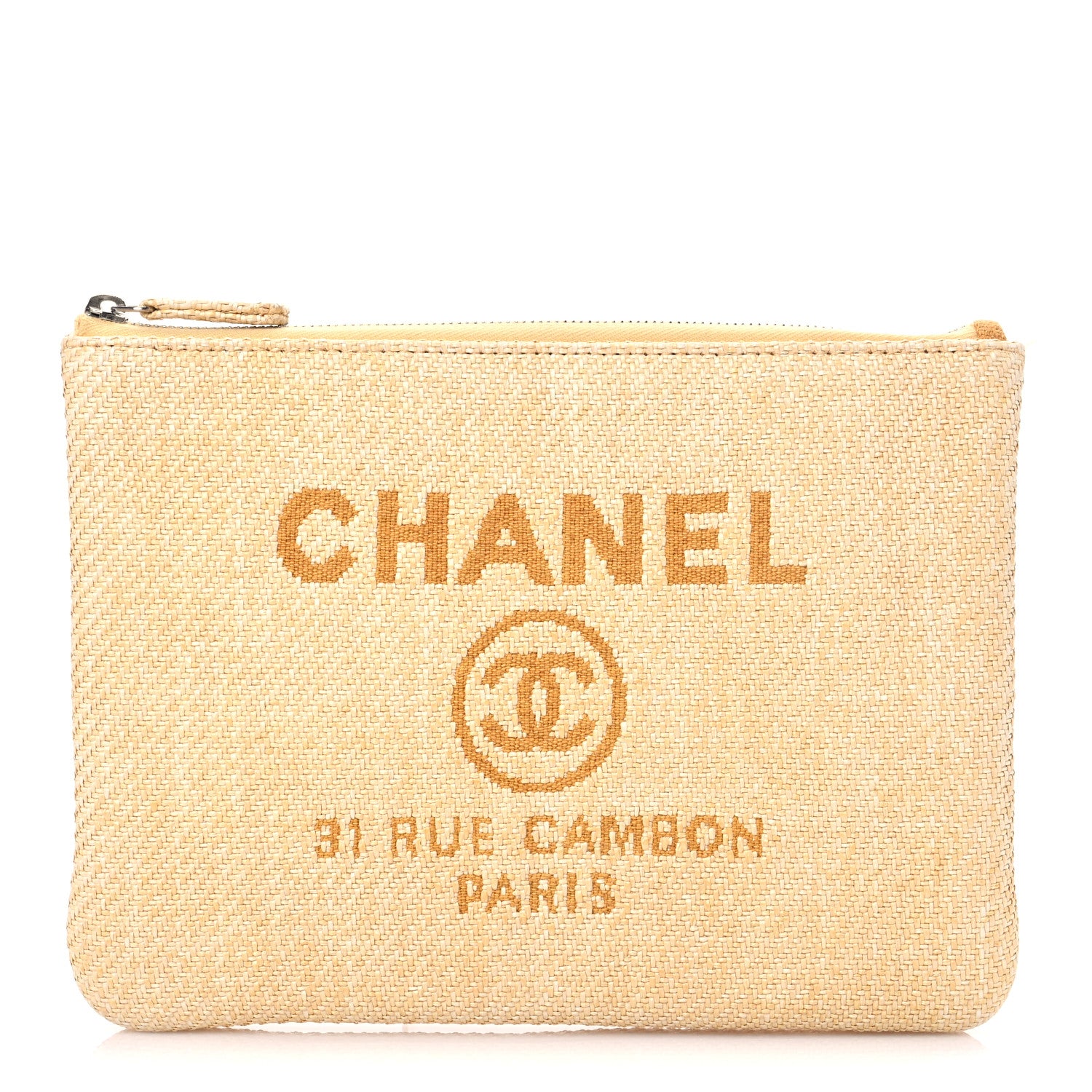 Chanel Woven Straw Raffia Small Deauville Pouch Light Yellow 1 of 7