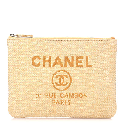 Chanel Woven Straw Raffia Small Deauville Pouch Light Yellow 1 of 7