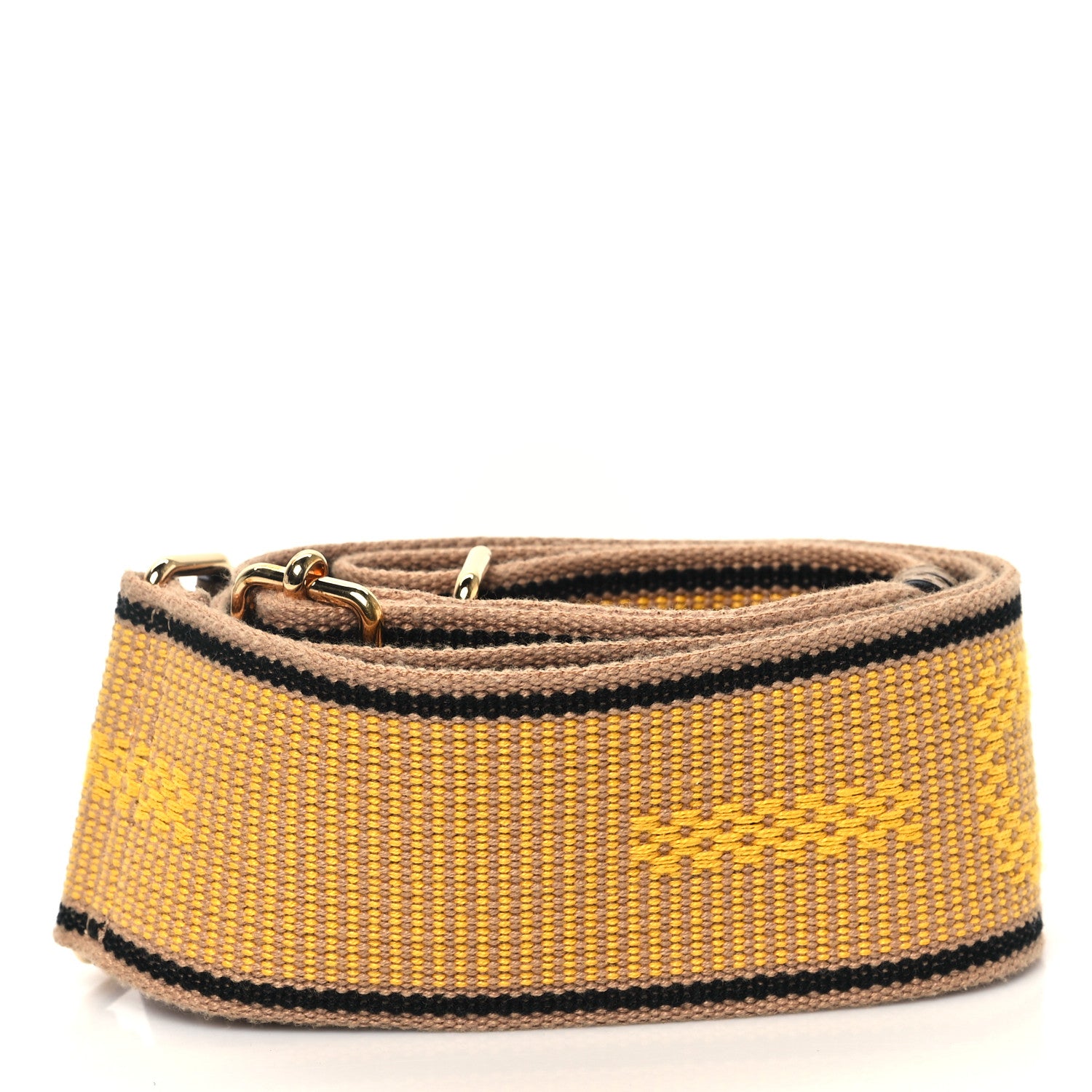 Fendi Cannete Ribbon Poly Vitello King Logo Adjustable Strap You Miele Scuro Black Minos 2 of 4
