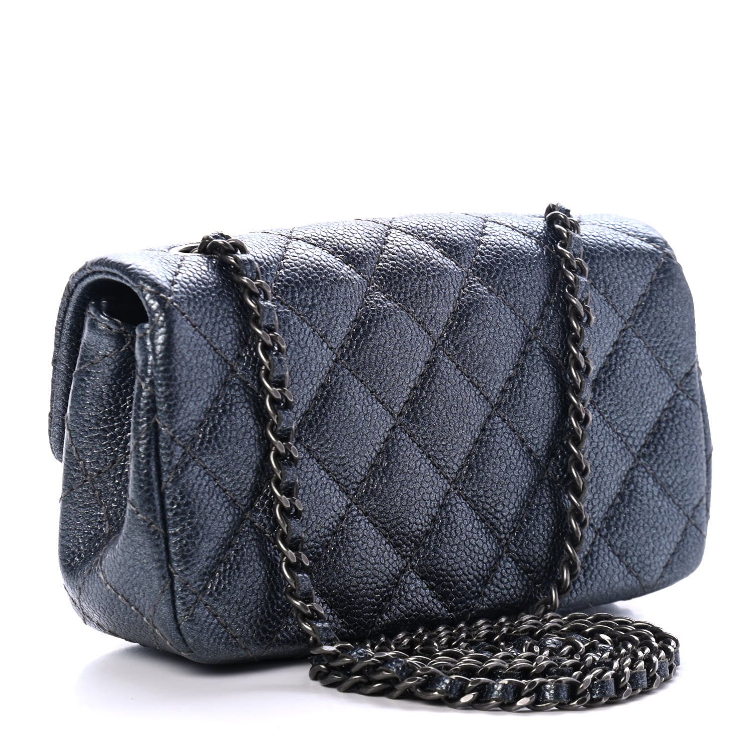 Chanel Metallic Caviar Quilted Extra Mini Flap Dark Grey 2 of 4