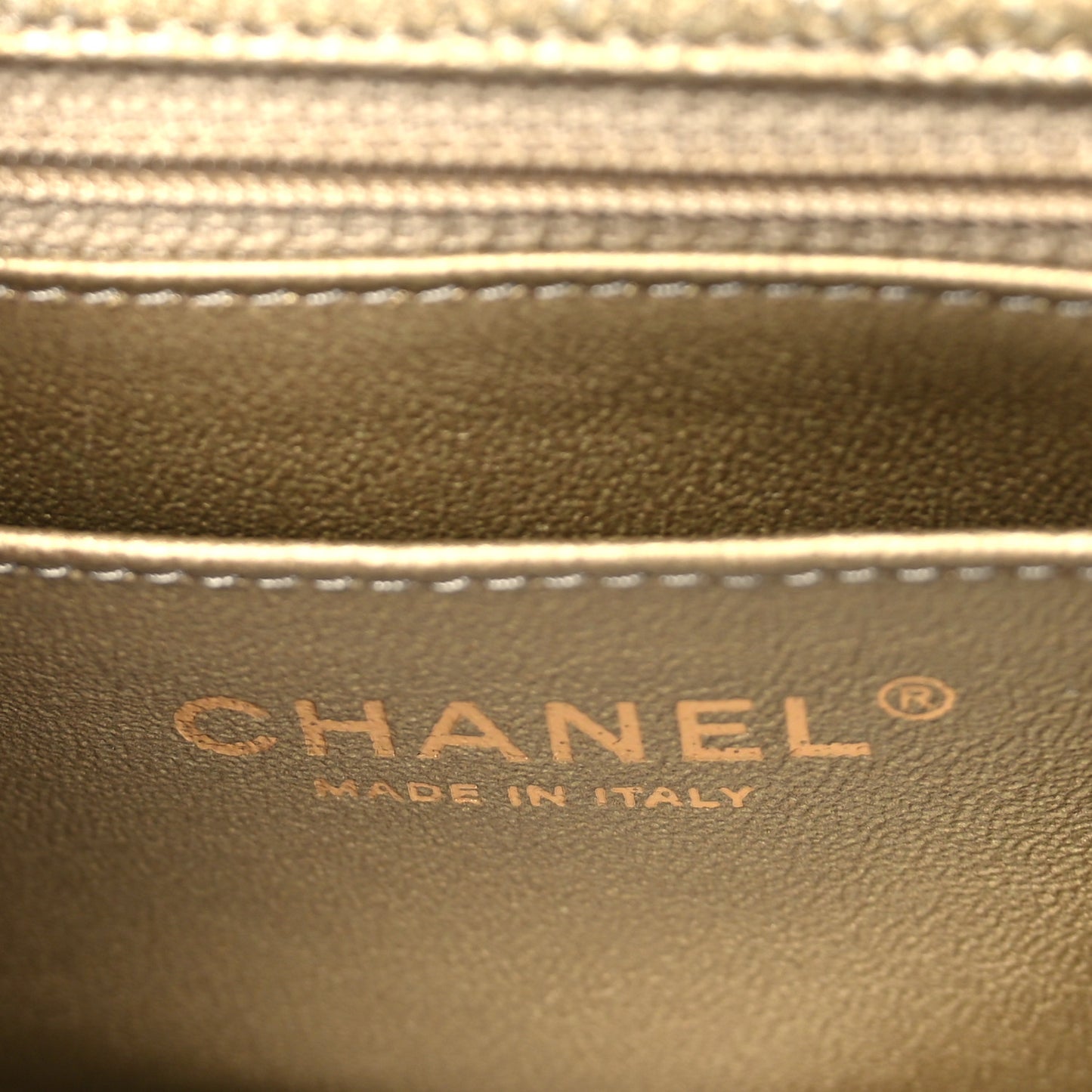 Metallic Caviar Quilted Mini Rectangular Flap Gold