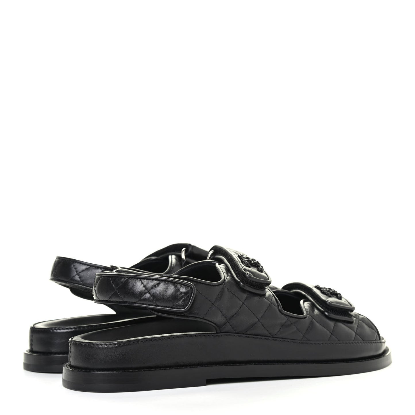 Lambskin Velcro Dad Sandals 39 Black