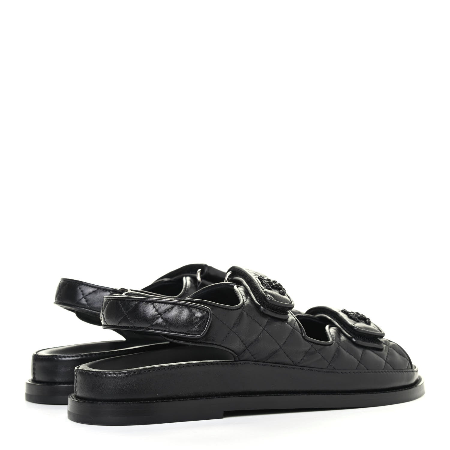 Chanel Lambskin Velcro Dad Sandals 39 Black 3 of 4