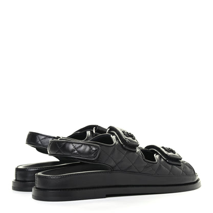 Chanel Lambskin Velcro Dad Sandals 39 Black 3 of 4