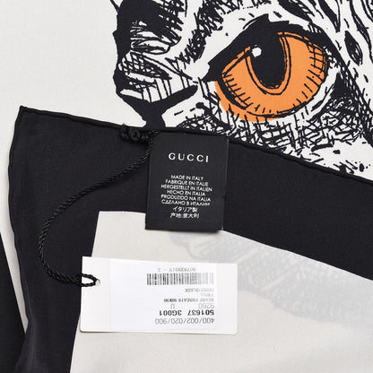 Gucci Silk Twill Forcats Square Scarf Ivory Black 3 of 4