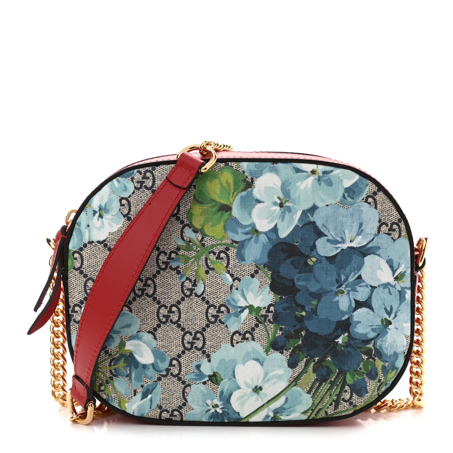 Gucci GG Supreme Monogram Blooms Mini Chain Shoulder Bag Beige Blue Navy Hibiscus Red 1 of 10