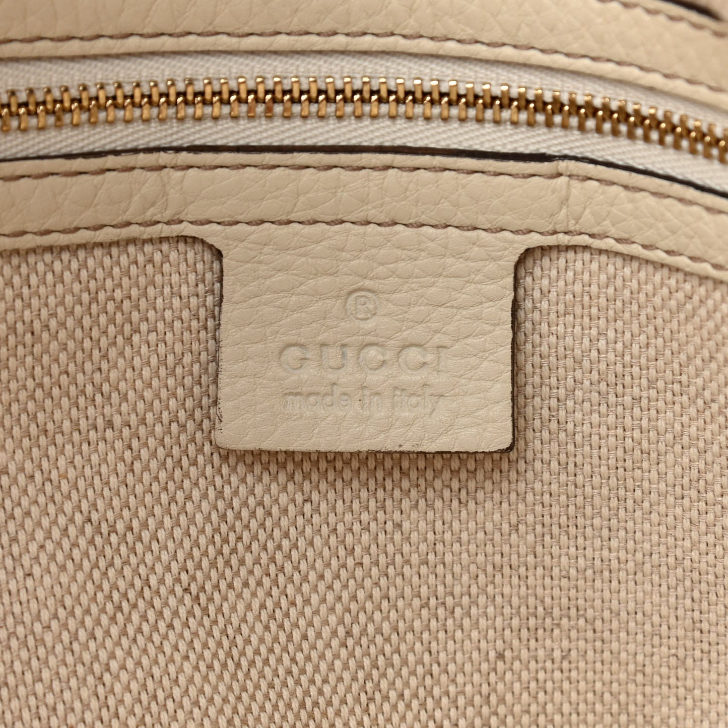 Pebbled Calfskin Large Soho Top Handle Bag Off White