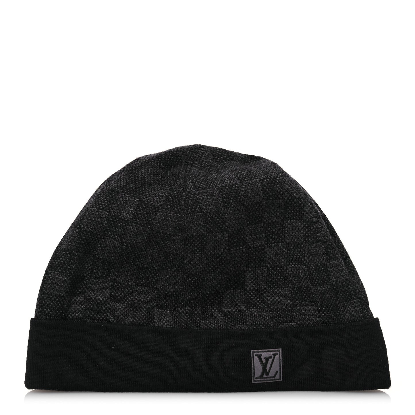 Wool Bonnet Petit Damier Graphite Beanie Hat