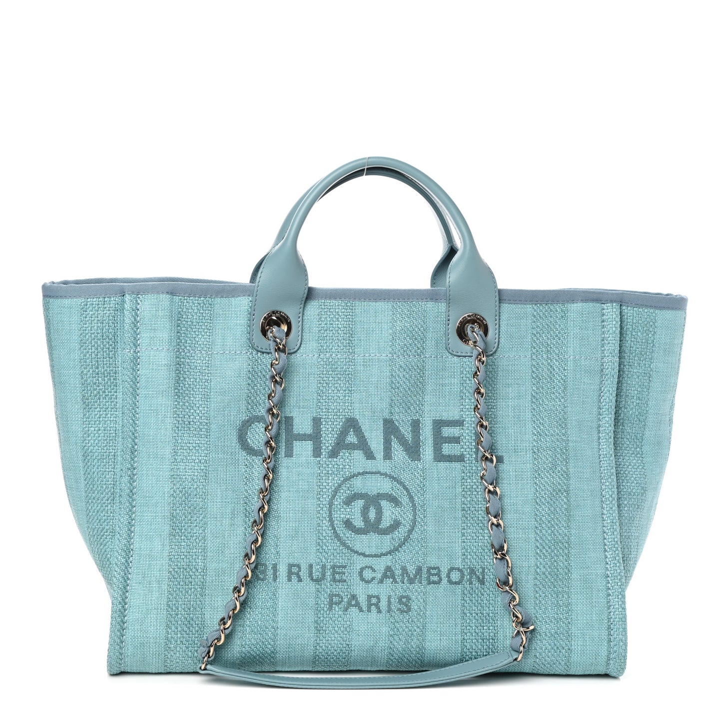 Mixed Fibers Striped Medium Deauville Tote Blue