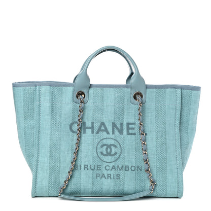 Chanel Mixed Fibers Striped Medium Deauville Tote Blue 1 of 10