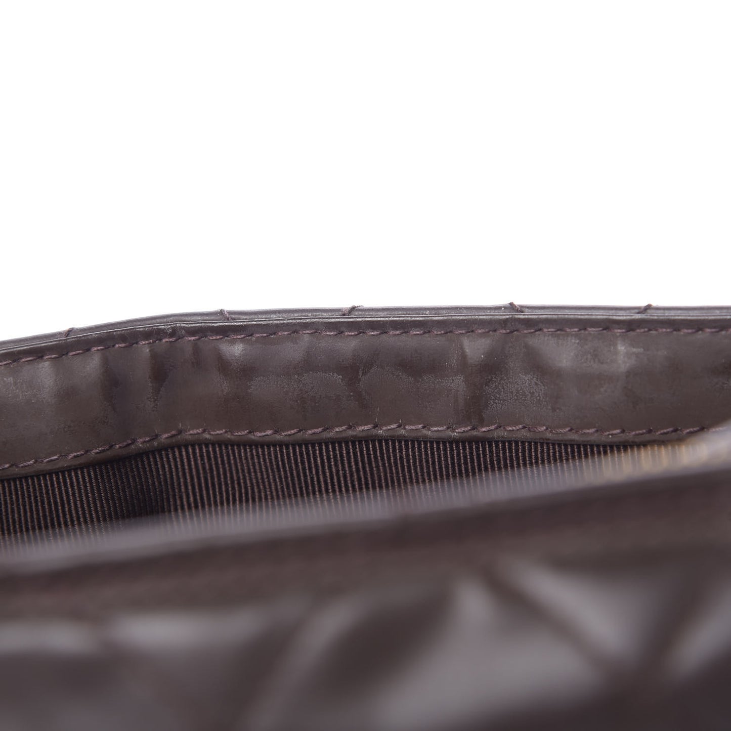 Patent Quilted Shoulder Bag Brown