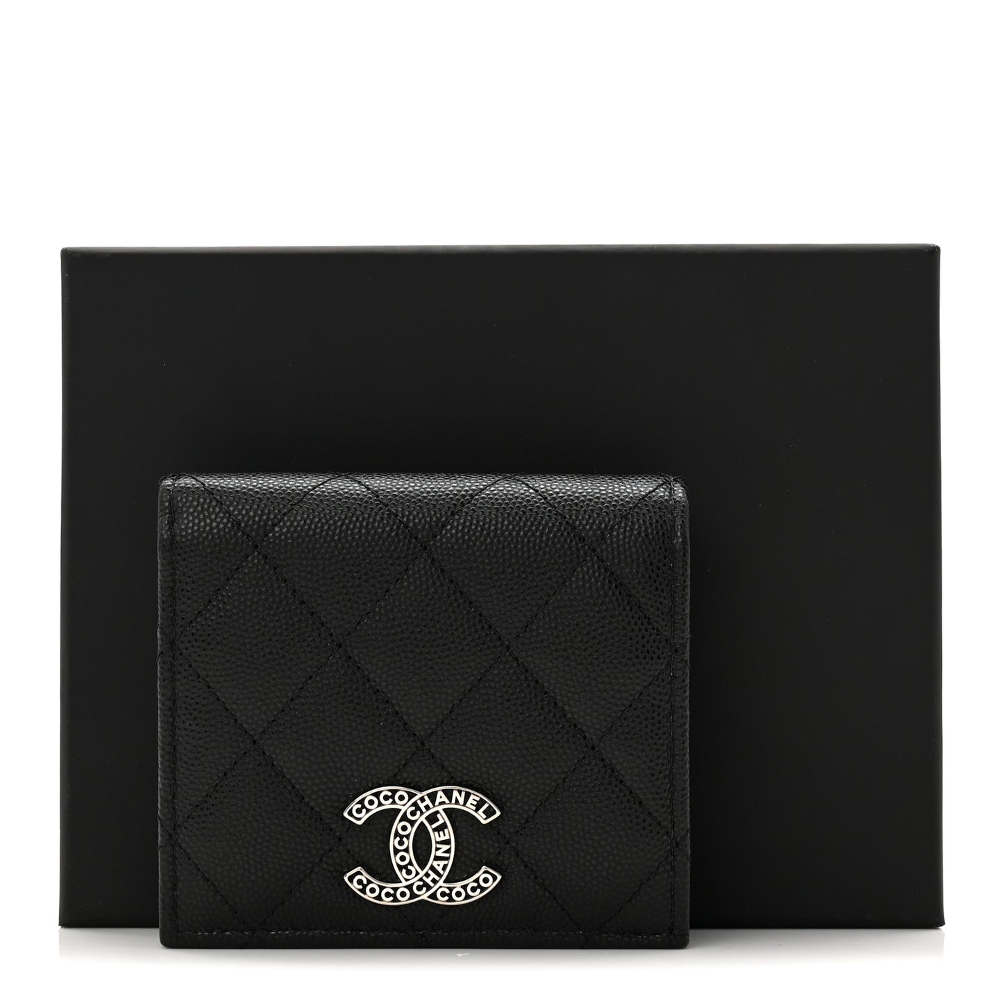 Caviar Quilted Small Bifold Wallet Black