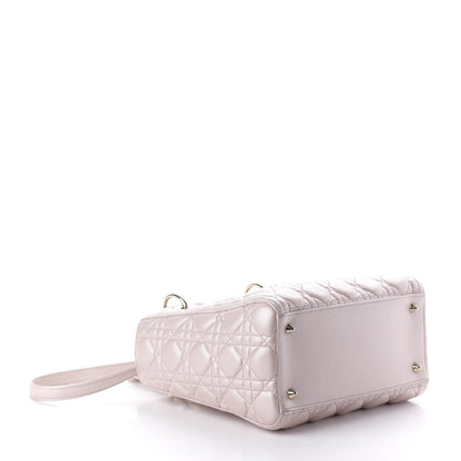 Christian Dior Pearly Lambskin Cannage Medium Lady Dior Lotus 4 of 9