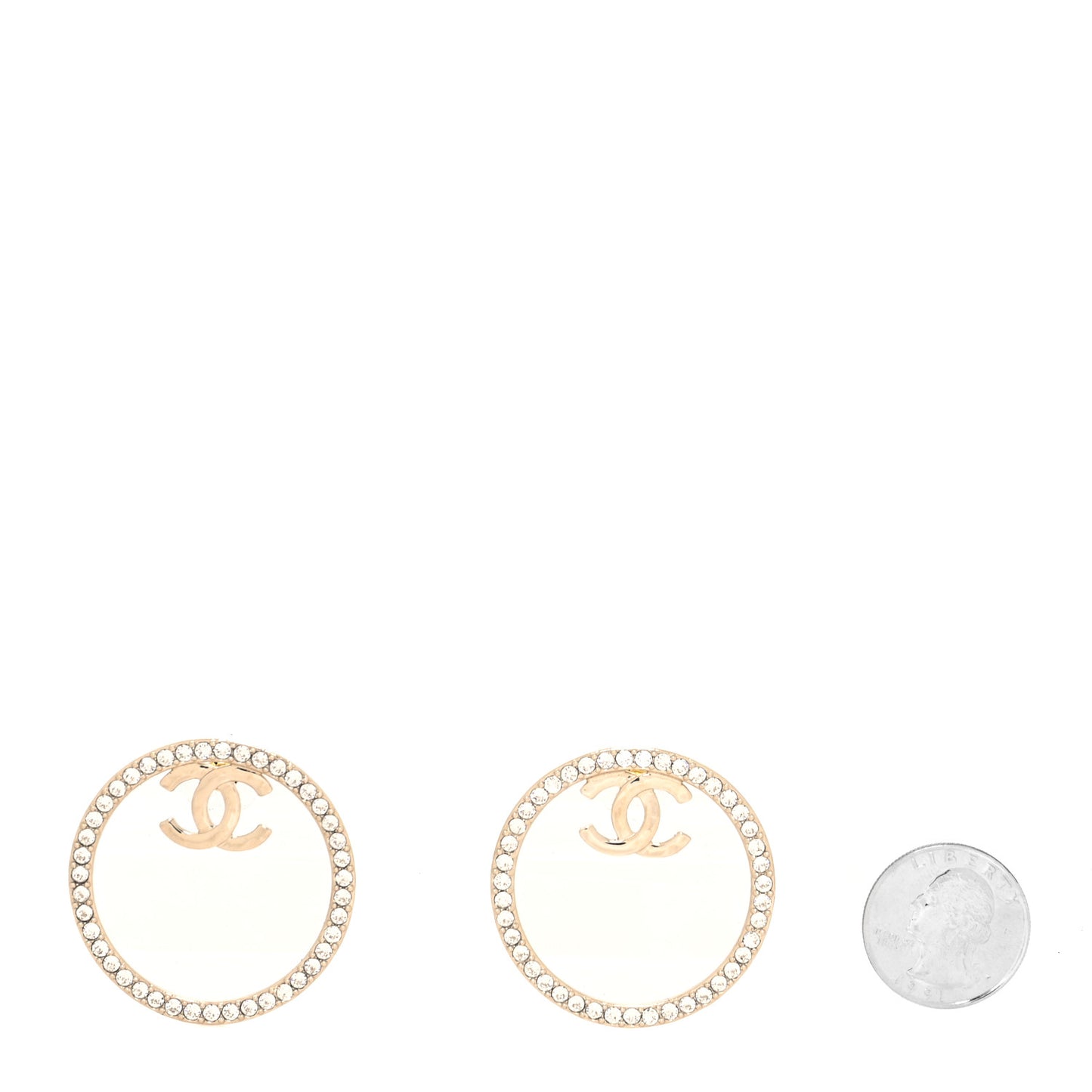 Crystal CC Large Hoop Earrings Gold