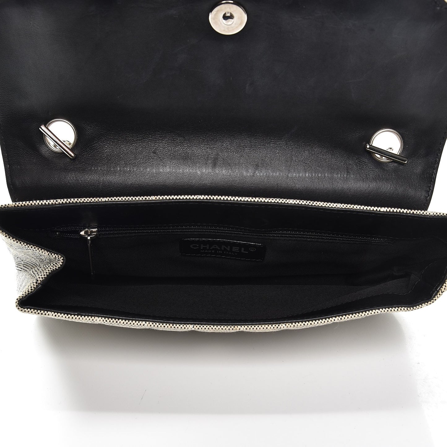 Canvas Camellia N°5 Flap Bag Beige Black