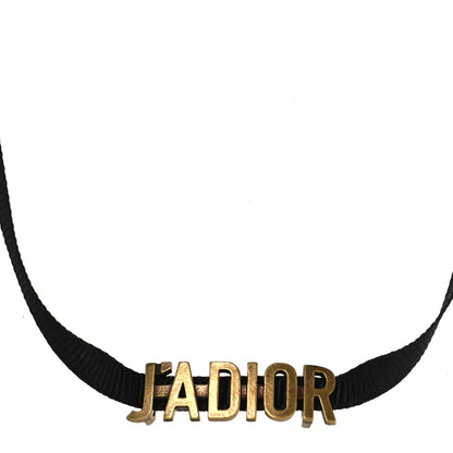 Christian Dior Grosgrain Ribbon J'Adior Logo Choker Necklace Black 1 of 4