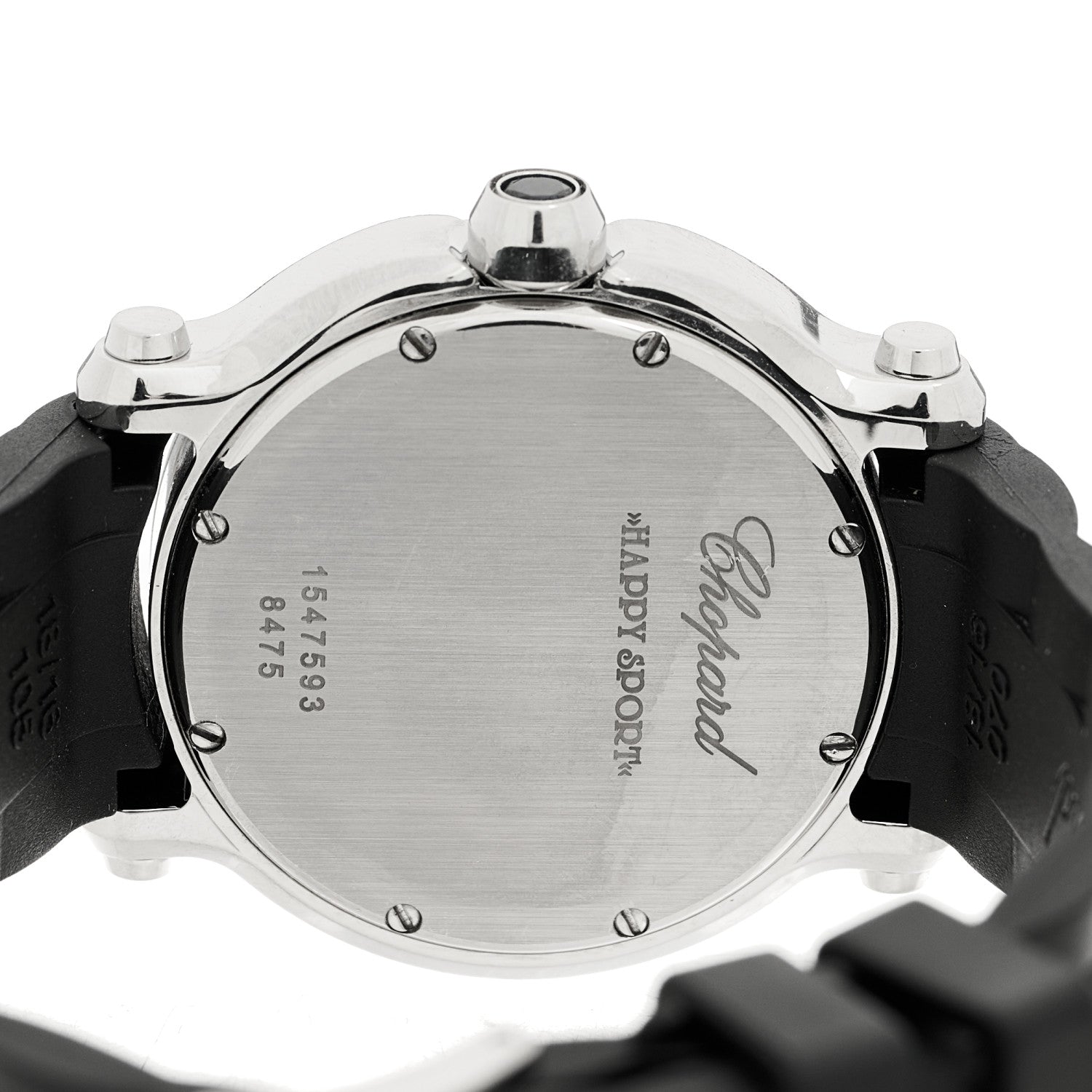 Chopard Stainless Steel Rubber 3 Diamond 36mm Happy Sport Quartz Watch Black 4 of 5