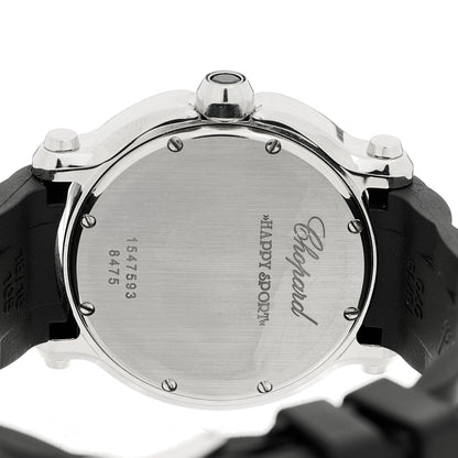 Chopard Stainless Steel Rubber 3 Diamond 36mm Happy Sport Quartz Watch Black 4 of 5
