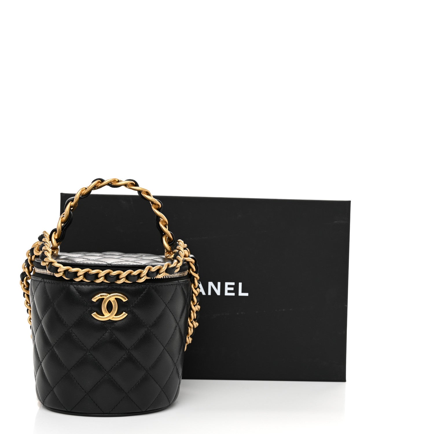 Chanel Lambskin Quilted Afternoon Tea Top Handle Vanity Case With Chain Black 12 of 12