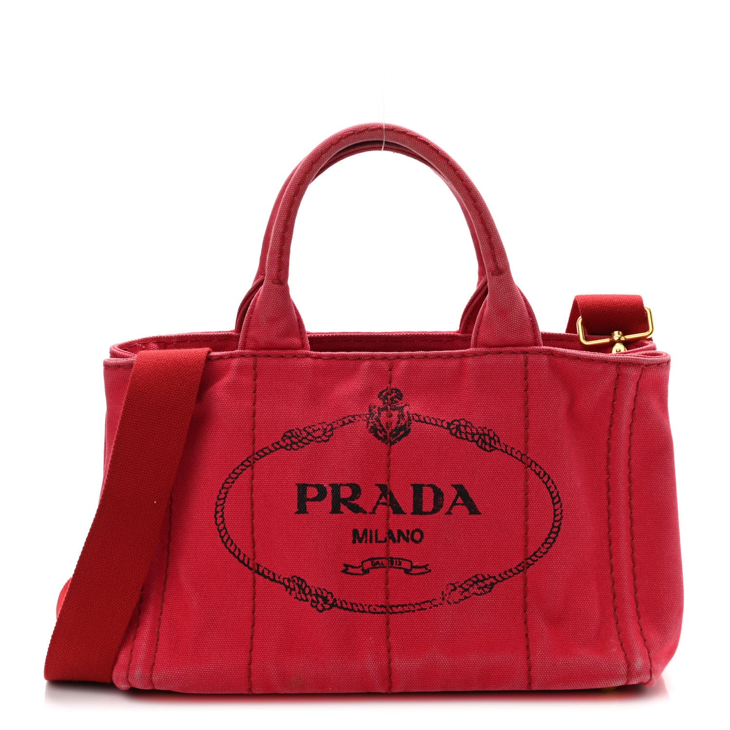 Prada Canapa Small Logo Tote Rosso 1 of 10