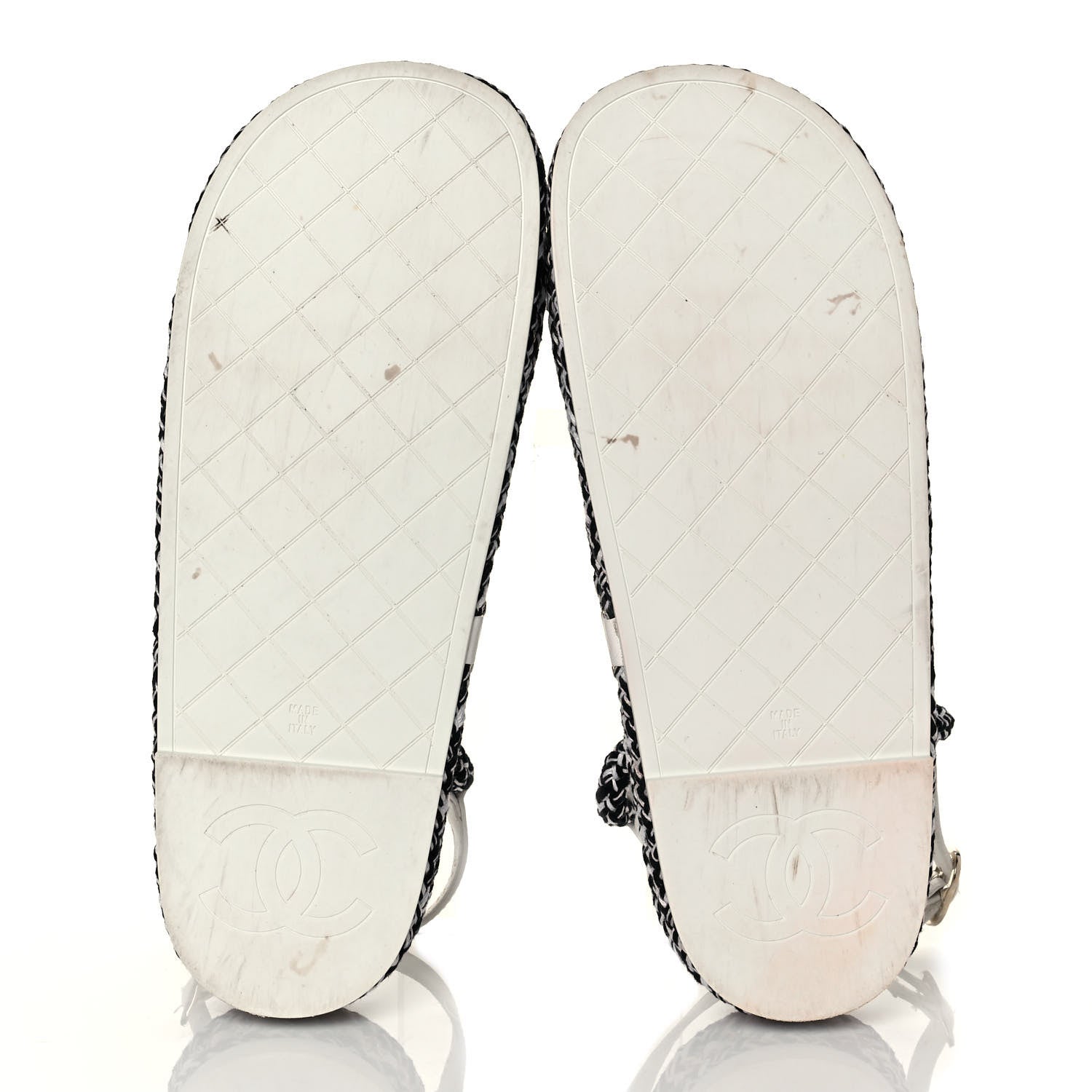 Chanel Lambskin Cord Chain CC Sandals 40 Navy White 5 of 8