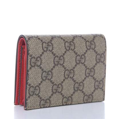 Gucci GG Supreme Monogram Bosco Patch Card Case Wallet Beige Malva Hibiscus Red 3 of 8