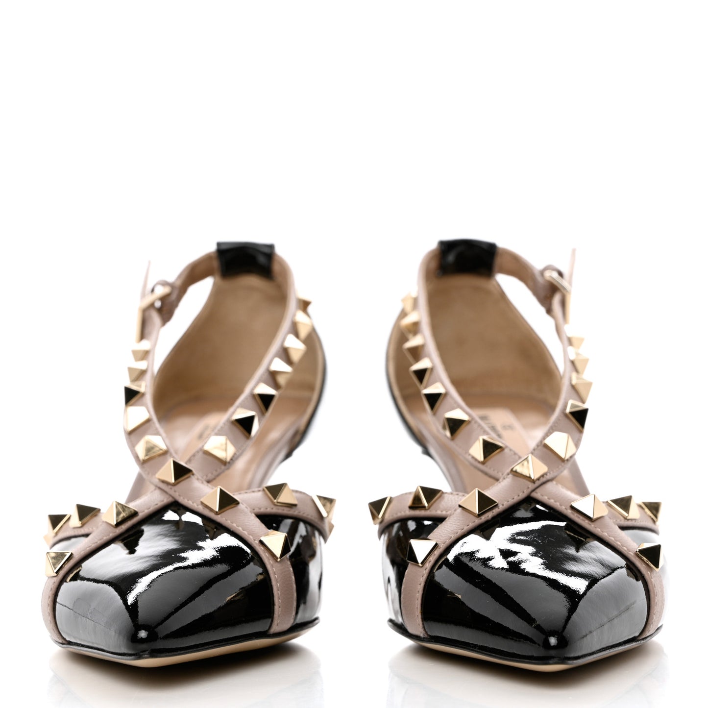 Patent Rockstud Cross Strap D'Orsay 55mm Pumps 36.5 Black Poudre