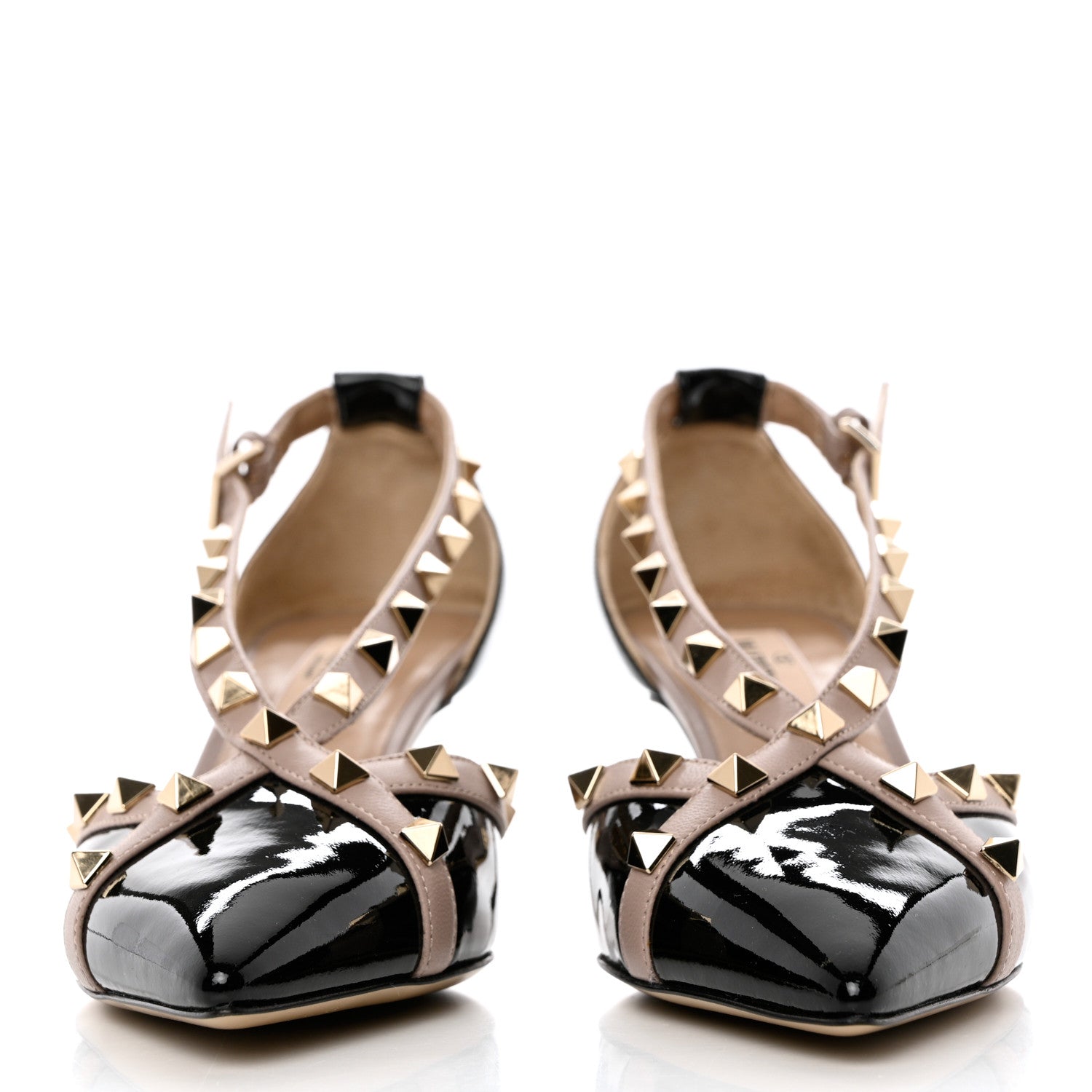 Valentino Garavani Patent Rockstud Cross Strap D'Orsay 55mm Pumps 36.5 Black Poudre 2 of 11