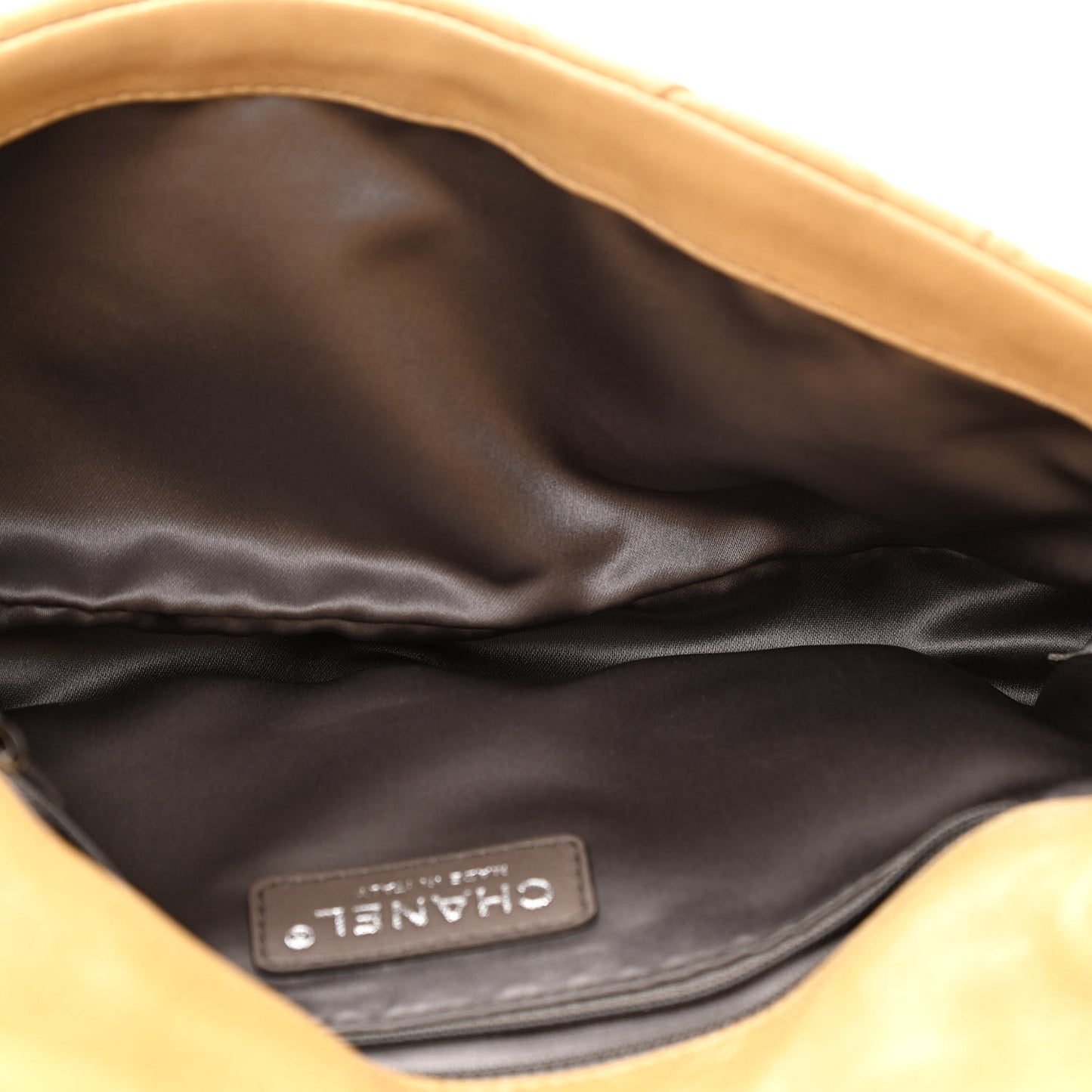 Calfskin Quilted Medium Bubble Quilt Flap Bag Beige