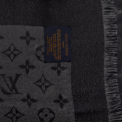 Louis Vuitton Silk Lurex Wool Monogram Shine Shawl Black 3 of 3