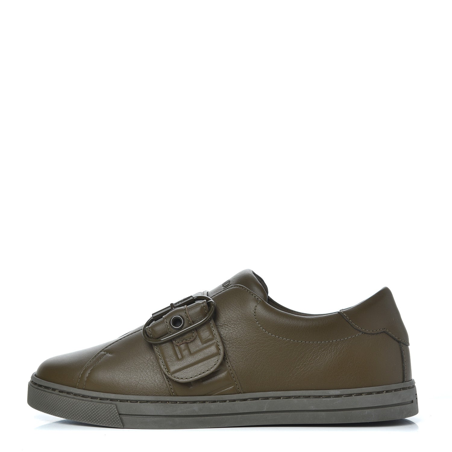 Fendi Vitello FF Embossed Womens Slip On Sneakers 37 Wood 1 of 10