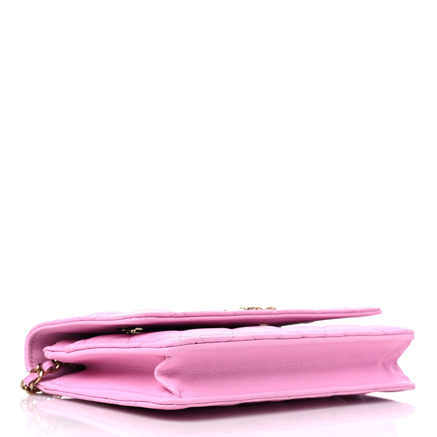 Chanel Caviar Quilted Perforated Metal CC Wallet On Chain WOC Lilac Light Green 4 of 10