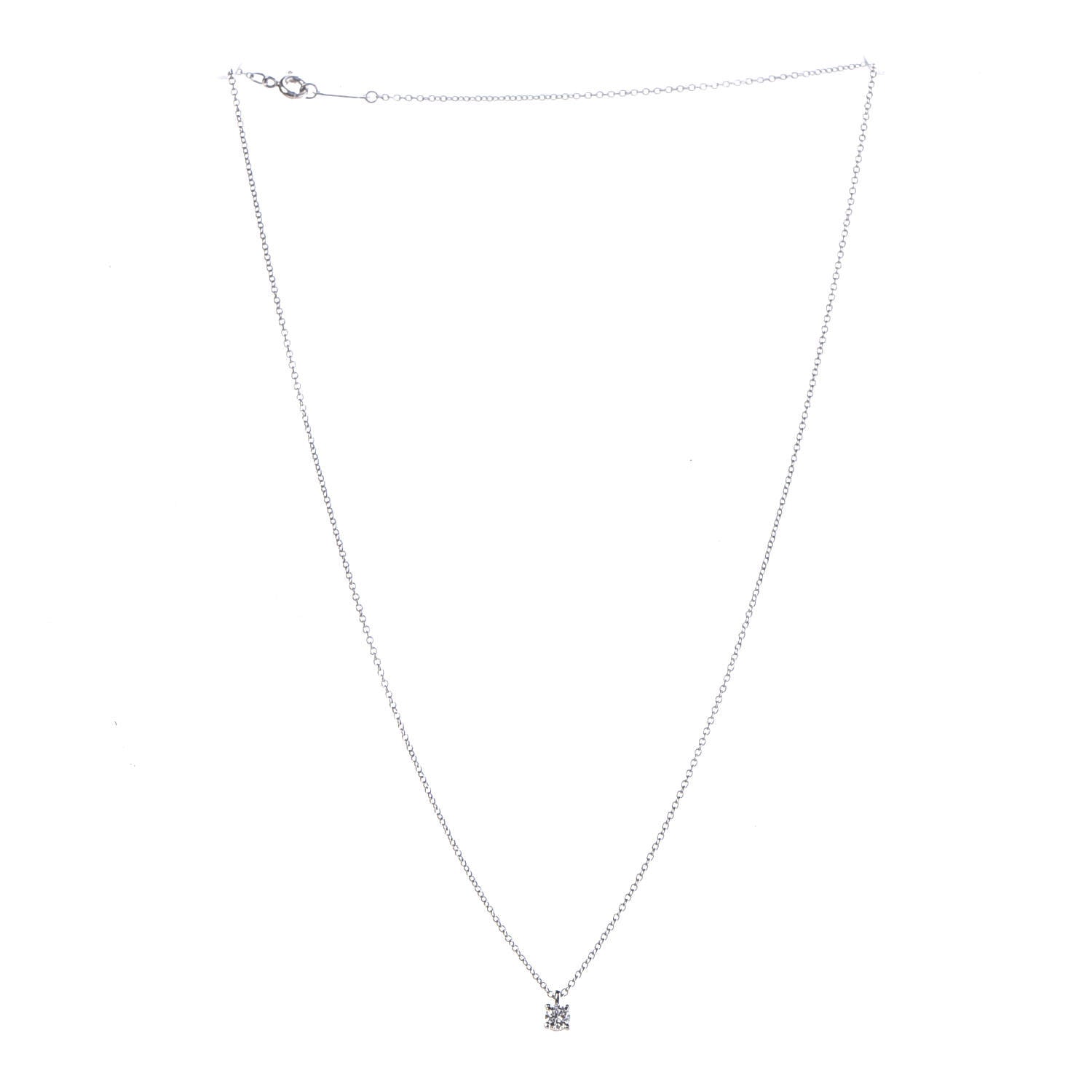 Tiffany Platinum Diamond .18ct Solitaire Pendant Necklace 3 of 6