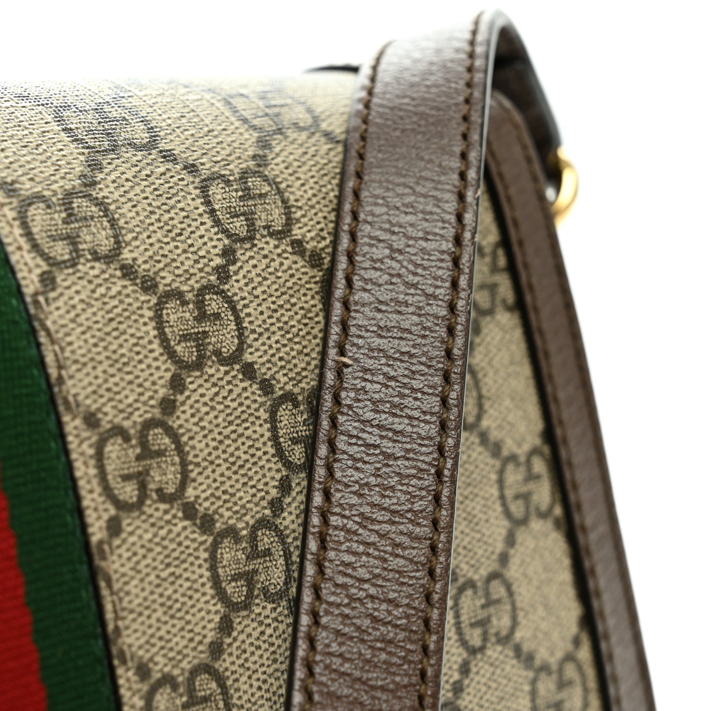 GG Supreme Monogram Web Small Ophidia Flap Messenger Bag Brown