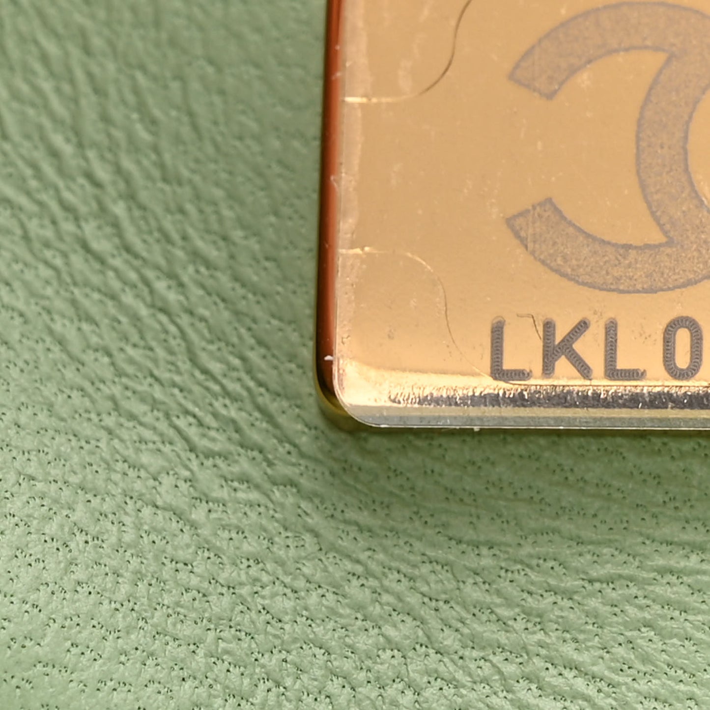 Lambskin Quilted CC Logo Handle Wallet On Chain WOC Light Green