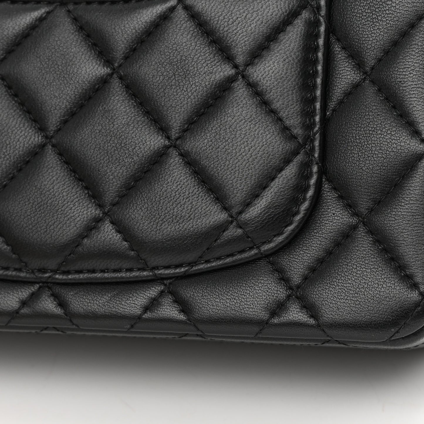 Lambskin Quilted Mini Top Handle Rectangular Flap Black